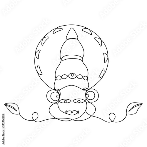 Happy Onam Kathakali illustration drawn with a continuous single line photo