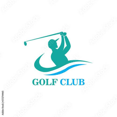 Golf logo illustration vector design of a person swinging the club