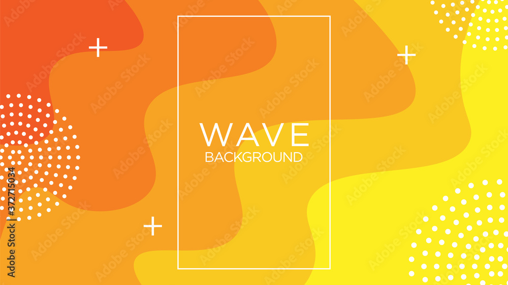 Fototapeta premium Gradient Light Orange Yellow. Wavy, Wave Shapes. Modern Minimalist Background, Wallpaper Template Mockup with Blank Space. Design Graphic Vector EPS10