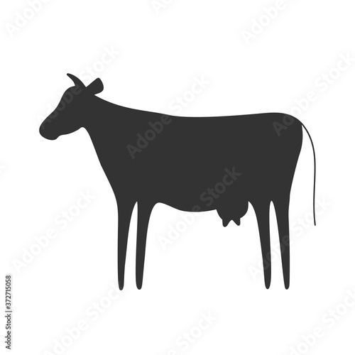 Cow black icon. Farm animal silhouette vector illustration.