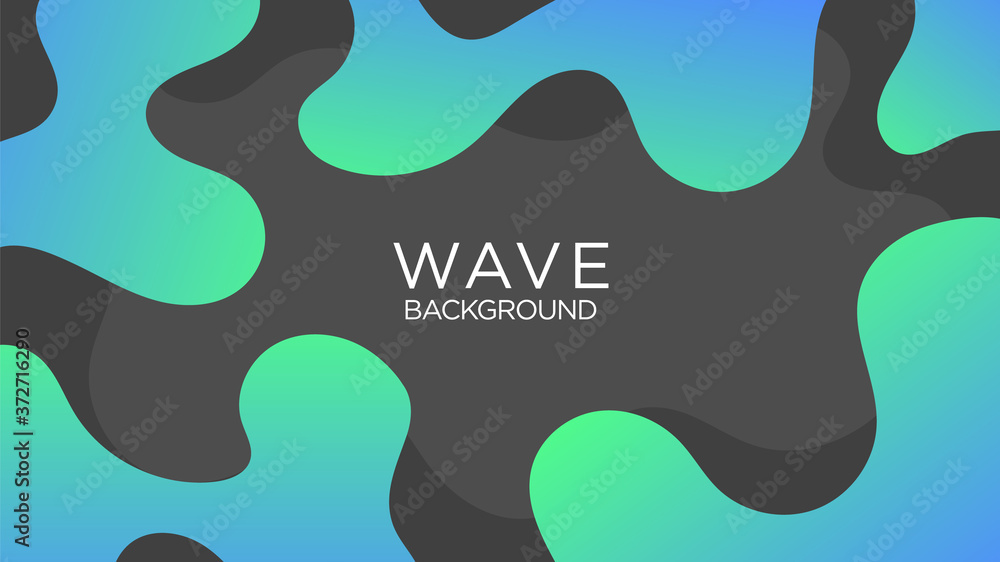 Blue Green Color Wavy, Wave, Liquid, Fluid Shape Background
