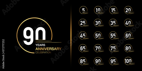 Golden anniversary celebration emblem design for company profile, leaflet, magazine, brochure, web, banner, invitation or greeting card. photo