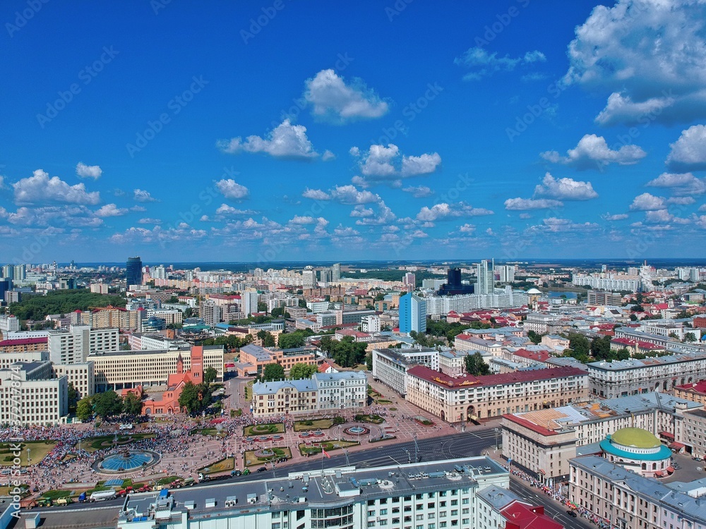 Obraz premium Aerial view of Minsk, Belarus in summer 2020