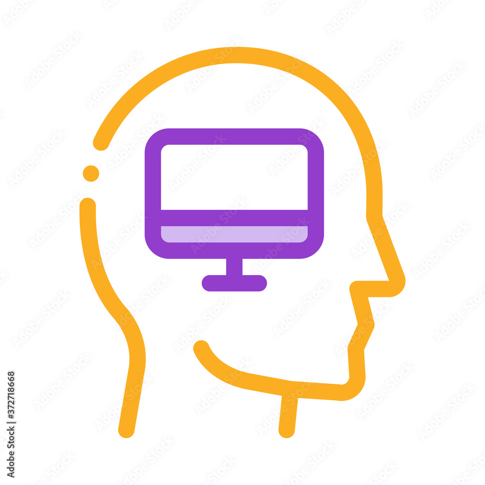 human think about computer icon vector. human think about computer sign. color symbol illustration human think about computer icon vector. human think about computer sign. color symbol illustration