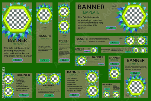 Set of web banners vector, gray, round neck for photos with feathers of different colors