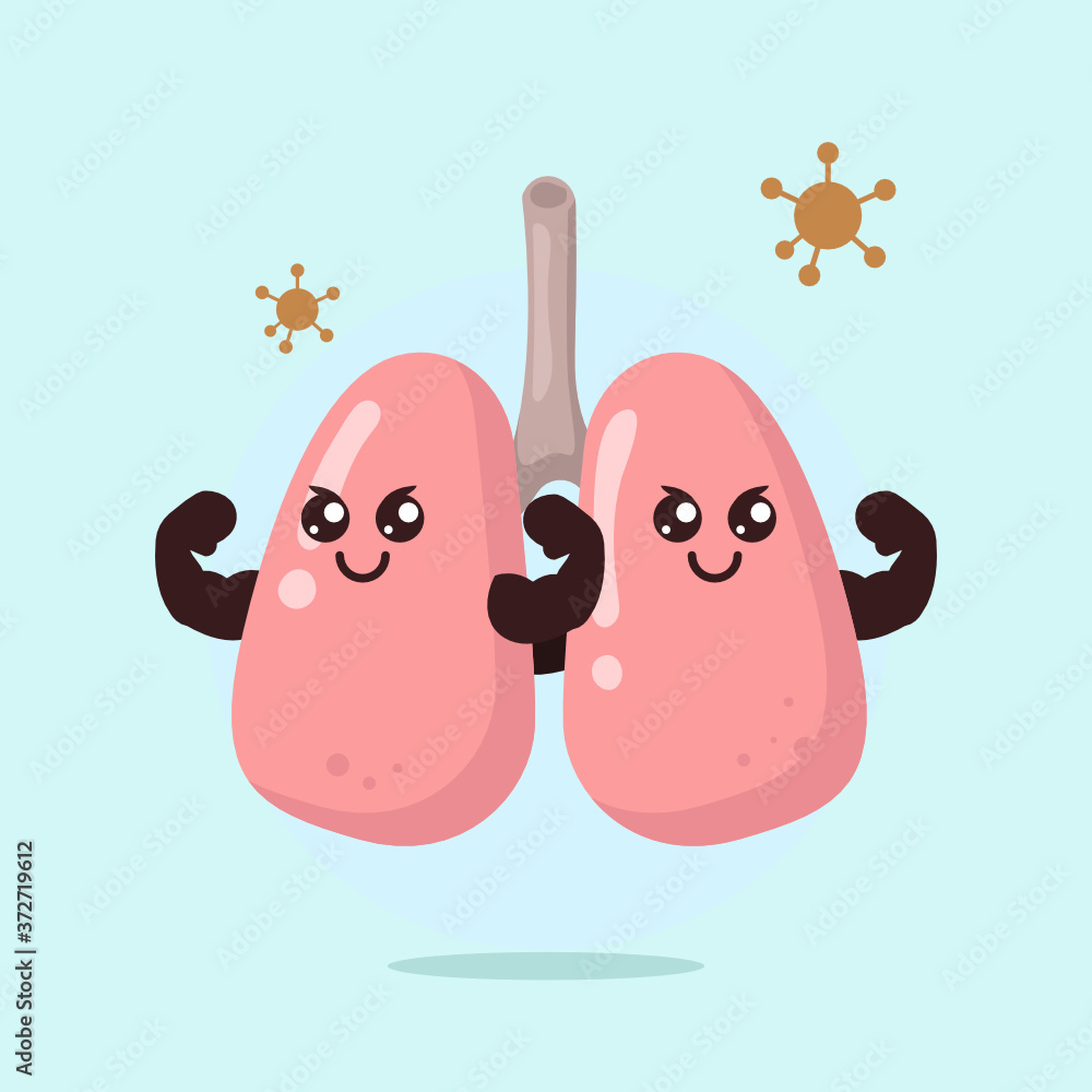 Fototapeta premium Cute a set of lung mascot design illustration with a health issue