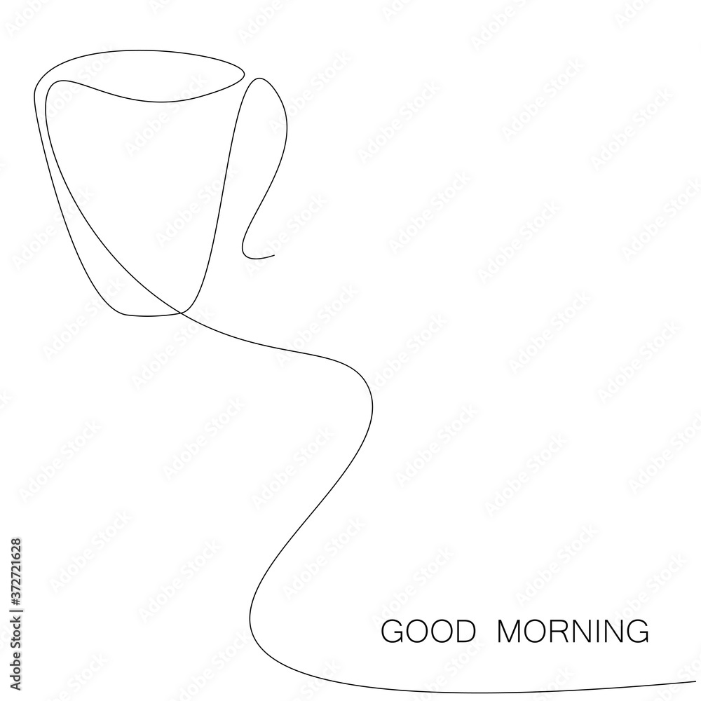 Good morning card with cup of coffee. Vector illustration