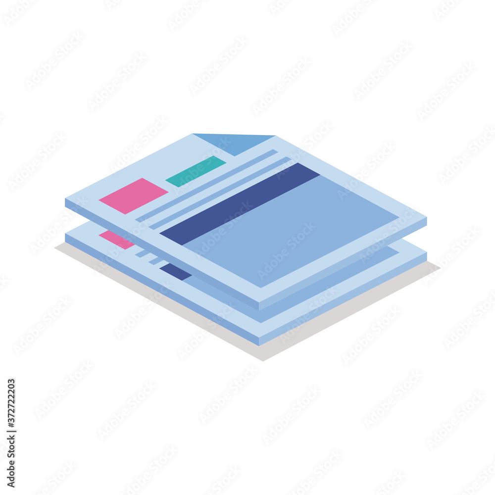 Isolated documents isometric line style vector design Isolated documents isometric line style vector design