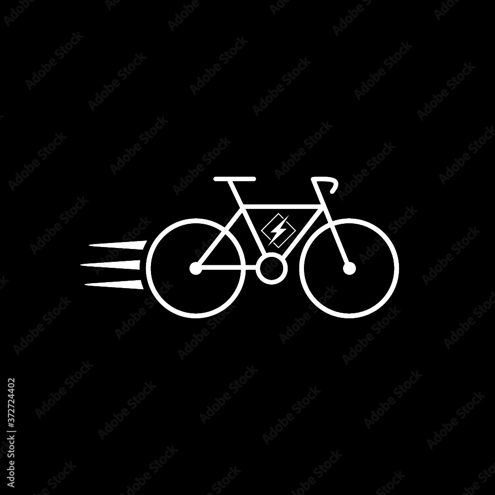Electric bike, electro bicycle, ebike icon isolated on dark background Electric bike, electro bicycle, ebike icon isolated on dark background