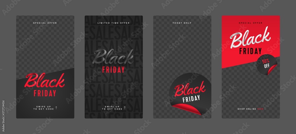 Black friday sale for social media. Screen backdrop for instagram stories and post, mobile app, banners, cards. Stories template.