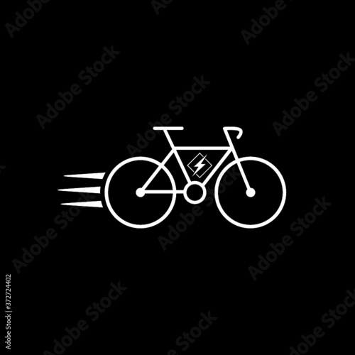 Electric bike, electro bicycle, ebike icon isolated on dark background