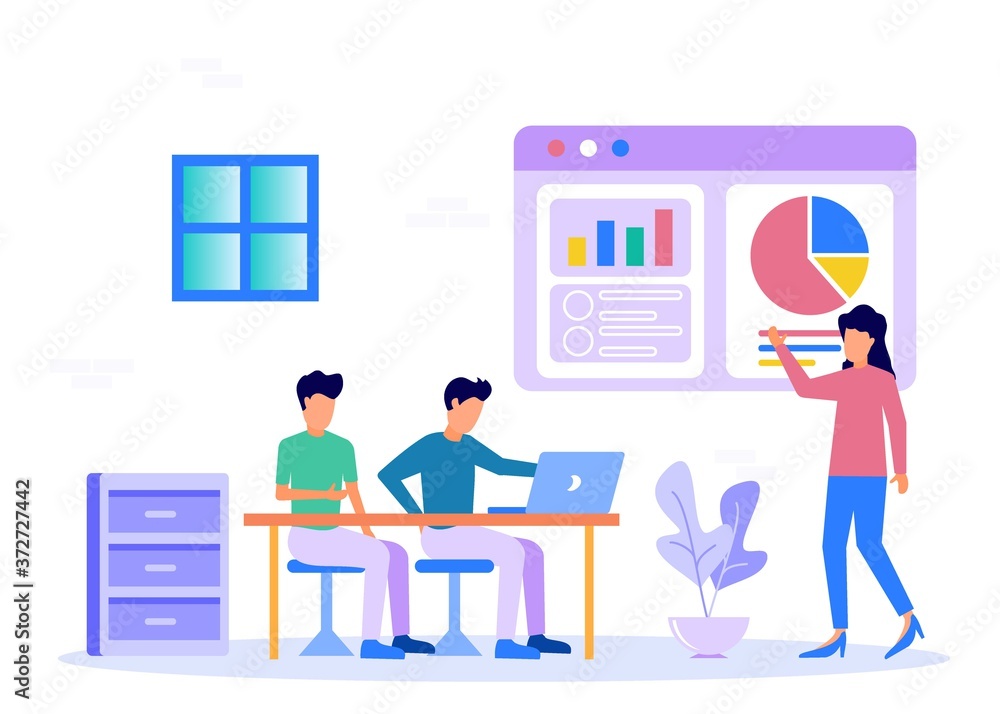 Illustration vector graphic cartoon character of business presentation Illustration vector graphic cartoon character of business presentation