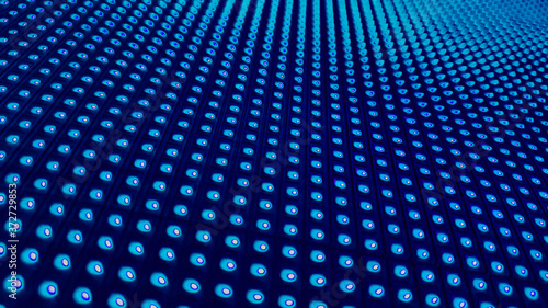close up LED screen with blue light background. Bright colored LED smd screen. technology or electronic concept background (focused at the center of image).