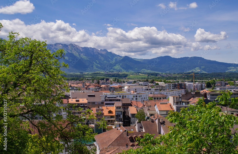 view of the beautiful city of Thun in Switzerland