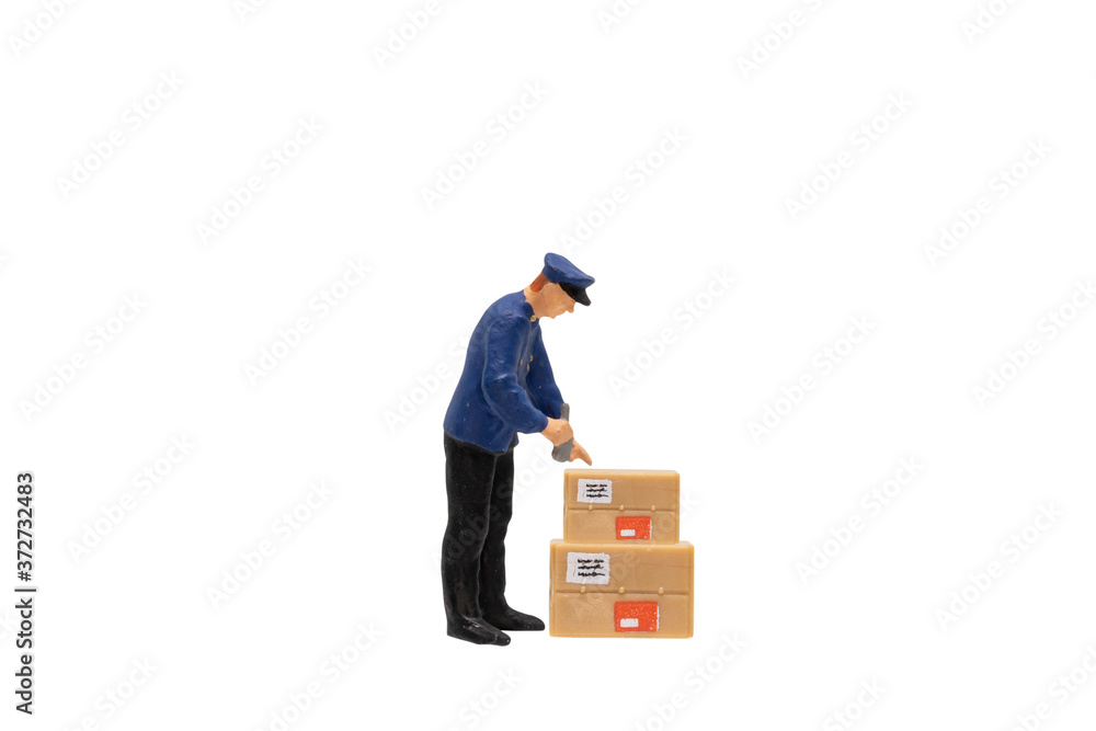 Miniature worker people isolated on white background with clipping path Miniature worker people isolated on white background with clipping path