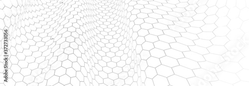 Technology and science vector background, tech abstraction with hexagons mesh electronics and digital style in 3D dimensional perspective, abstract illustration.