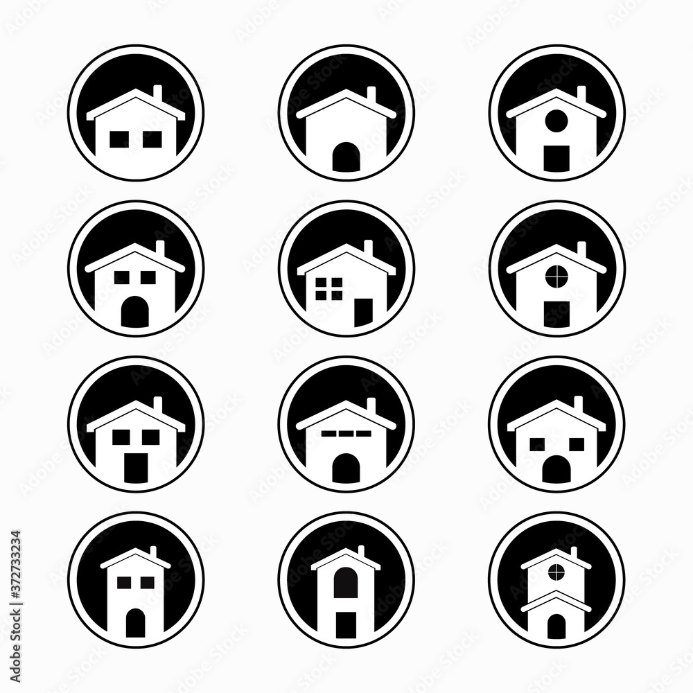 House Icon Set. Home vector illustration symbol with black color. House Icon Set. Home vector illustration symbol with black color.
