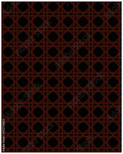 Dark natural cane webbing effect seamless pattern black background