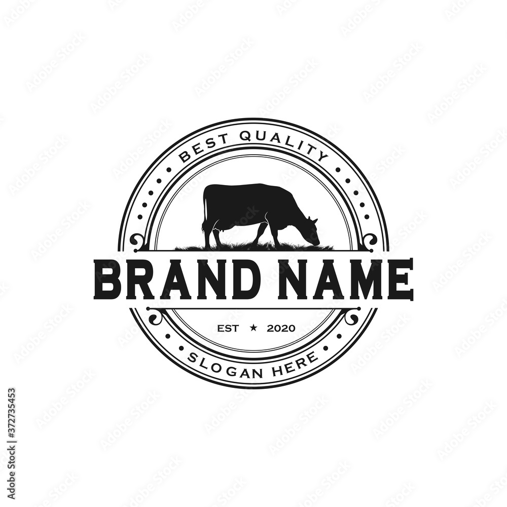Black angus cattle logo emblem design template vector