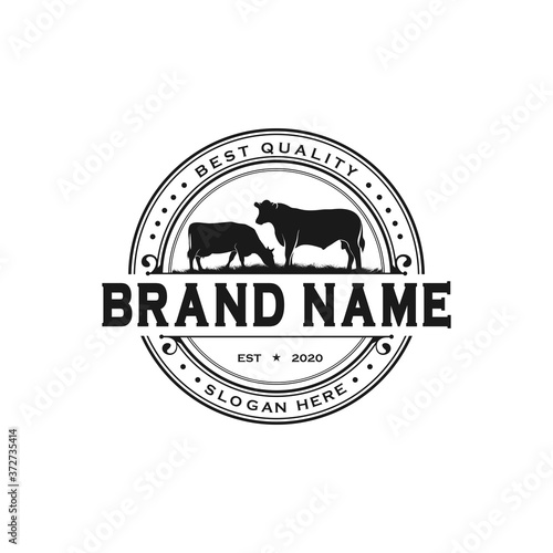 Black angus cattle logo emblem design template vector