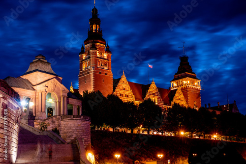 Museum an der Hakenterrasse in Stettin bei Nacht