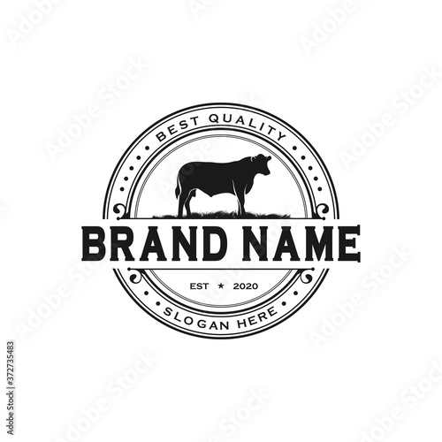 Black angus cattle logo emblem design template vector