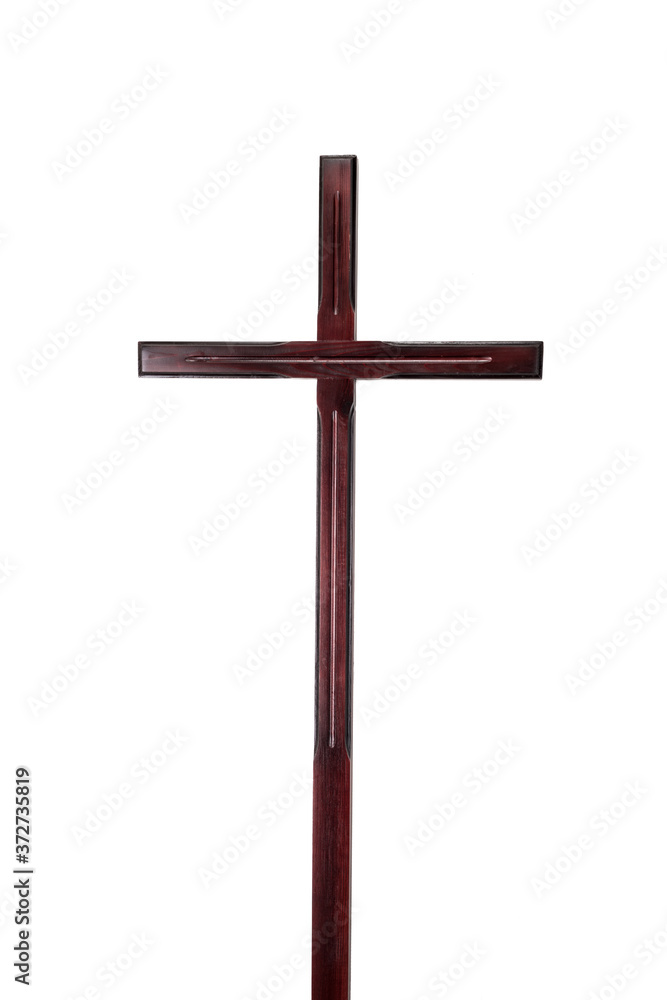 Traditional wooden cross for the grave. Isolated