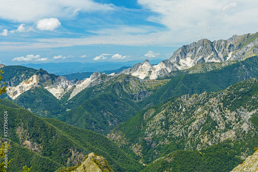 landscape in the apuanian alps in Italy near Massa