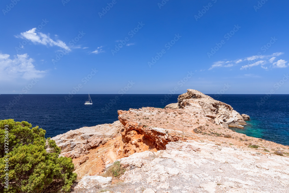 Beautiful view of cape Punta Galera. Ibiza, Balearic Islands, Spain