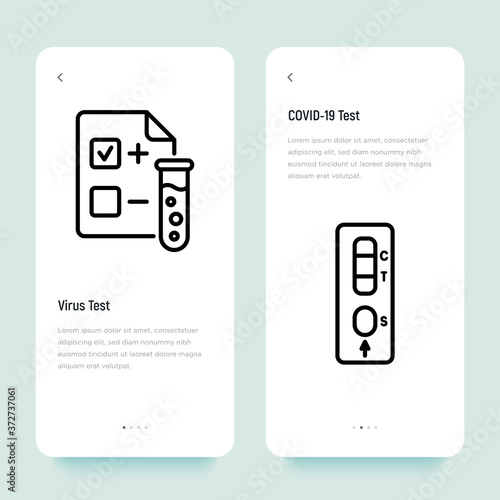 Covid-19 rapid medical test, real time RT-PCR. Thin line icon. Coronavirus prevention. Vector illustration.