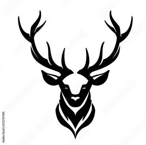 Stag or Reindeer Head Abstract, Front View Illustration © Draco77
