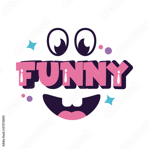 slang expresion funny word with face line and fill style