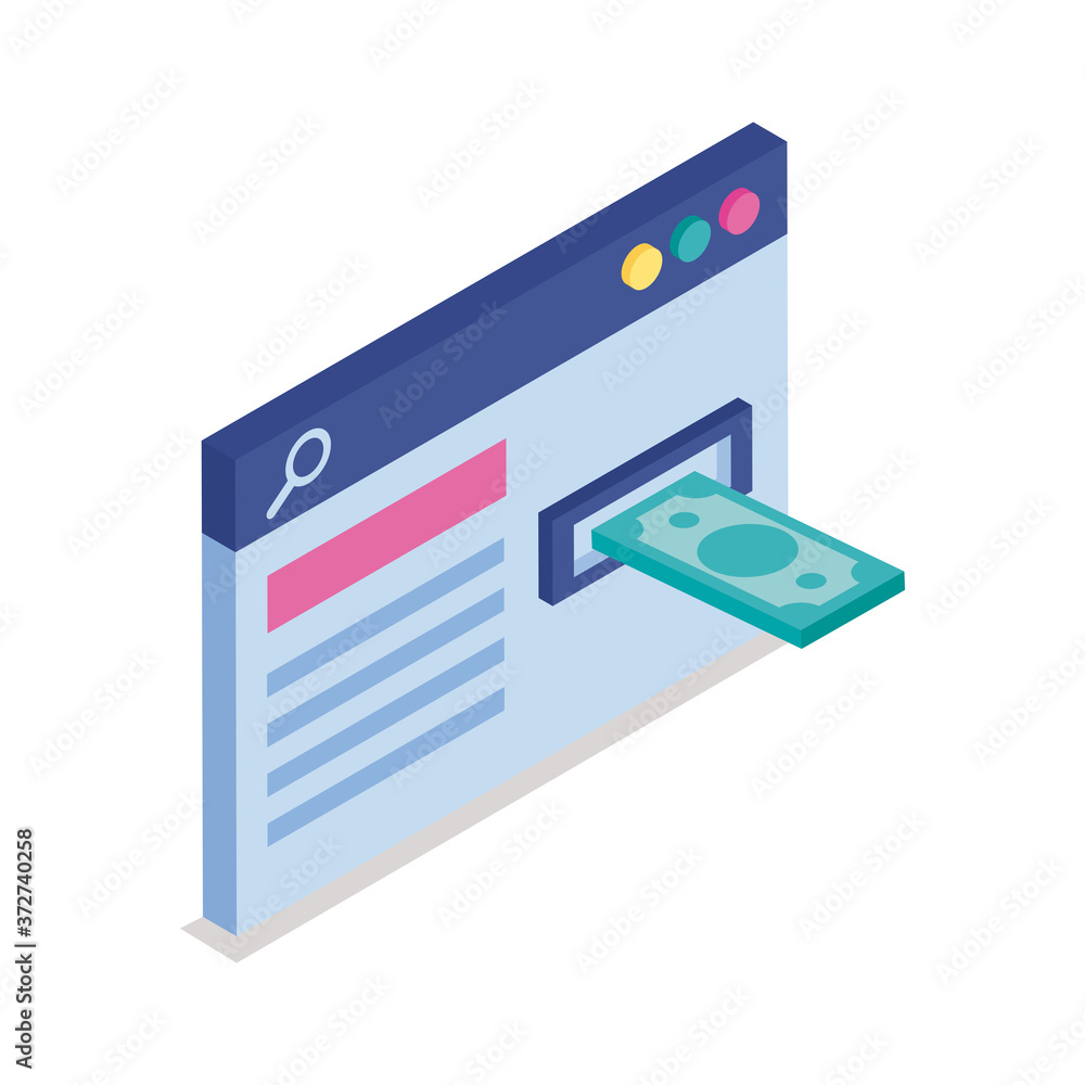 webpage with bill isometric line style icon vector design webpage with bill isometric line style icon vector design