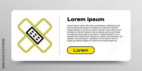 Line Crossed bandage plaster icon isolated on white background. Medical plaster, adhesive bandage, flexible fabric bandage. Colorful outline concept. Vector.