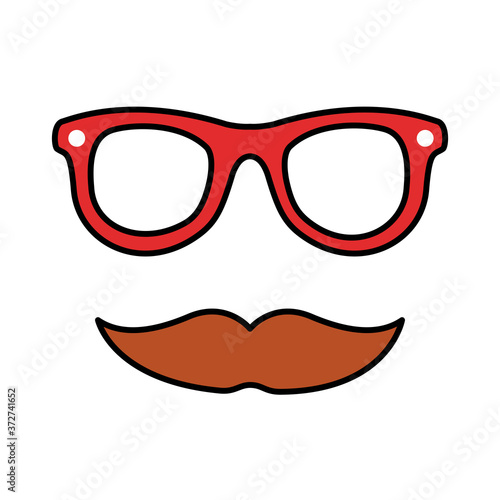mustache and glasses hipster line and fill style icon