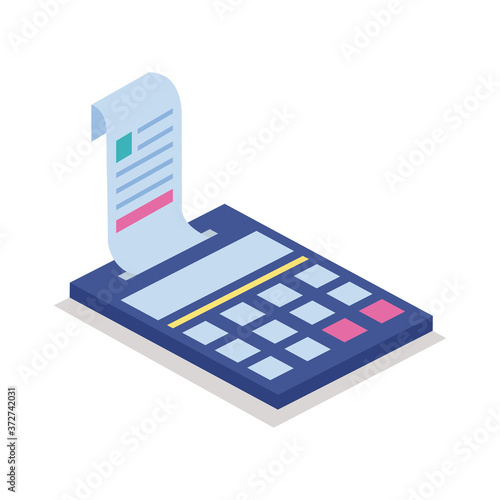 Isolated calculator with receipt isometric line style icon vector design