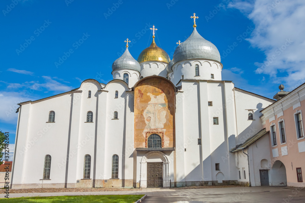 St. Sophia Cathedral in Novgorod Kremlin, Veliky Novgorod, Russia. Monument of architecture, landmark