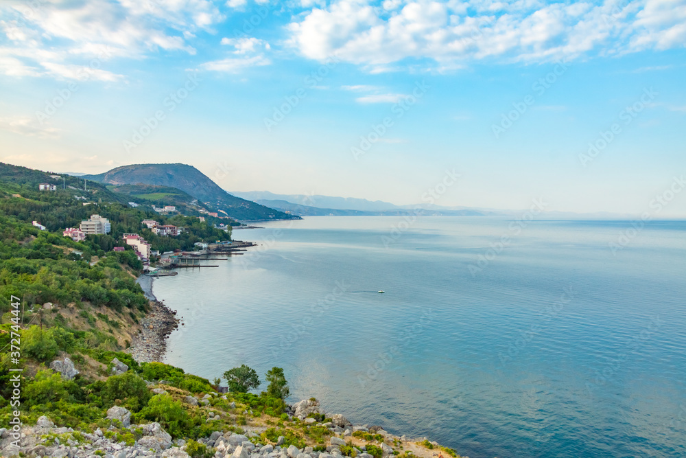 South coast of Crimea, the view from the side of the Utes city in the direction of Alushta, beautifull seascape