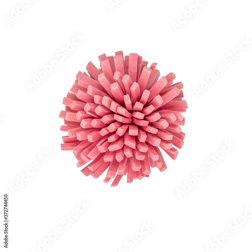 Abstract pink round with soft spikes foam ball isolated on white background