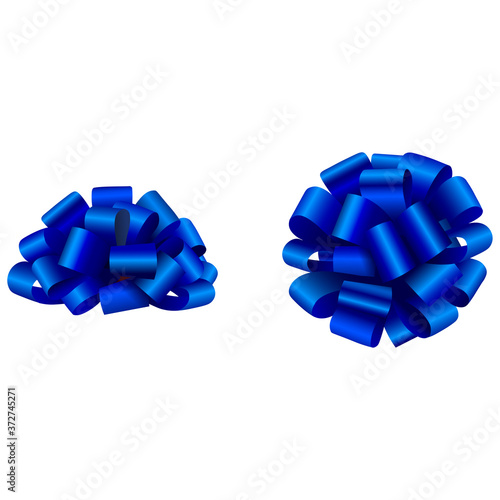 Blue isolated bow. Side and top view