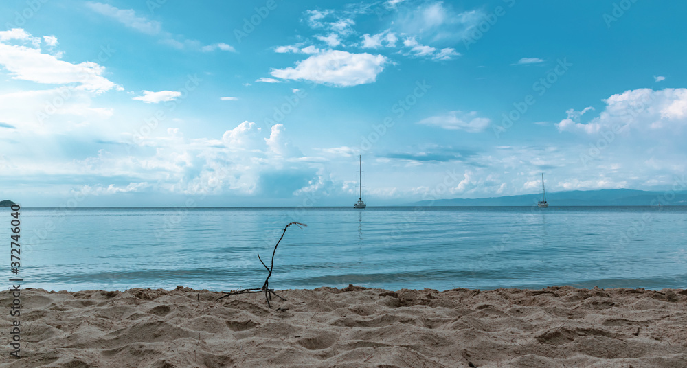 sailing boat on the calm Aegean sea