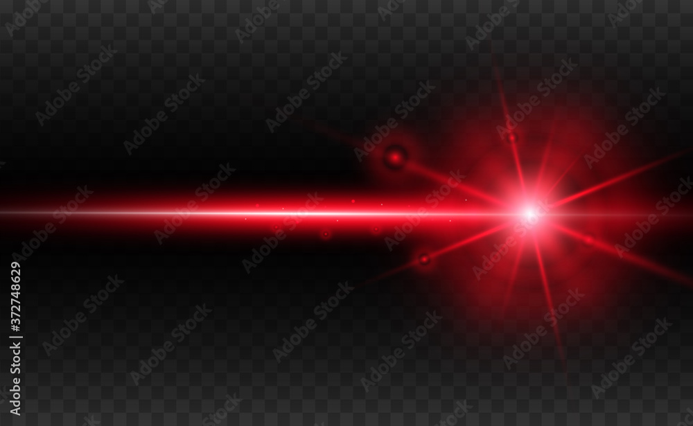 Obraz premium Abstract laser beam. Transparent isolated on black background. Vector illustration.