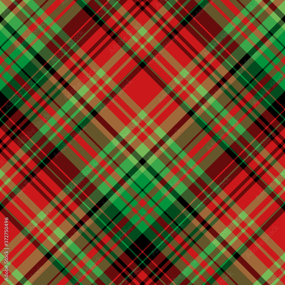 Obraz premium Creative plaid pattern in green, red and black colors. 2