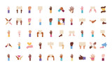 bundle of fifty hands protest set icons