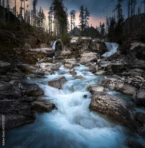 waterfall in the mountains