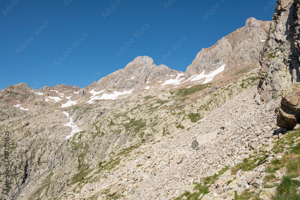 ascent to Garmo Negro peak, Pyrenean mountain range, Huesca, Spain ascent to Garmo Negro peak, Pyrenean mountain range, Huesca, Spain