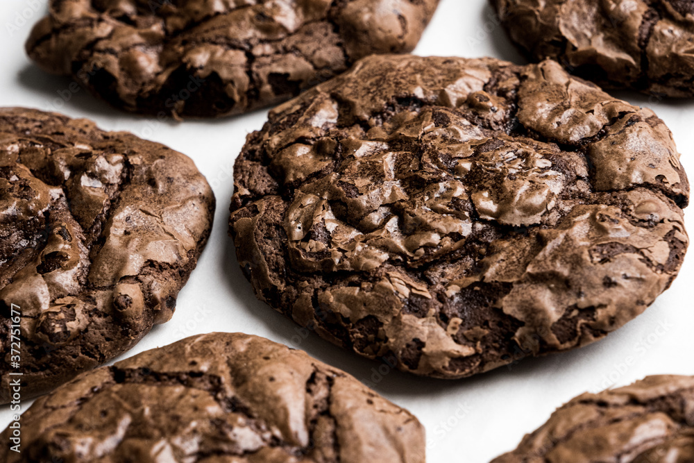 Chocolate Brownie Cookies on Baking Paper Chocolate Brownie Cookies on Baking Paper