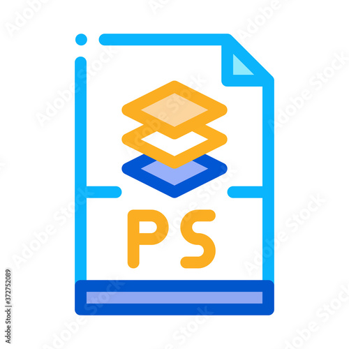 ps file layered drawing icon vector. ps file layered drawing sign. color symbol illustration