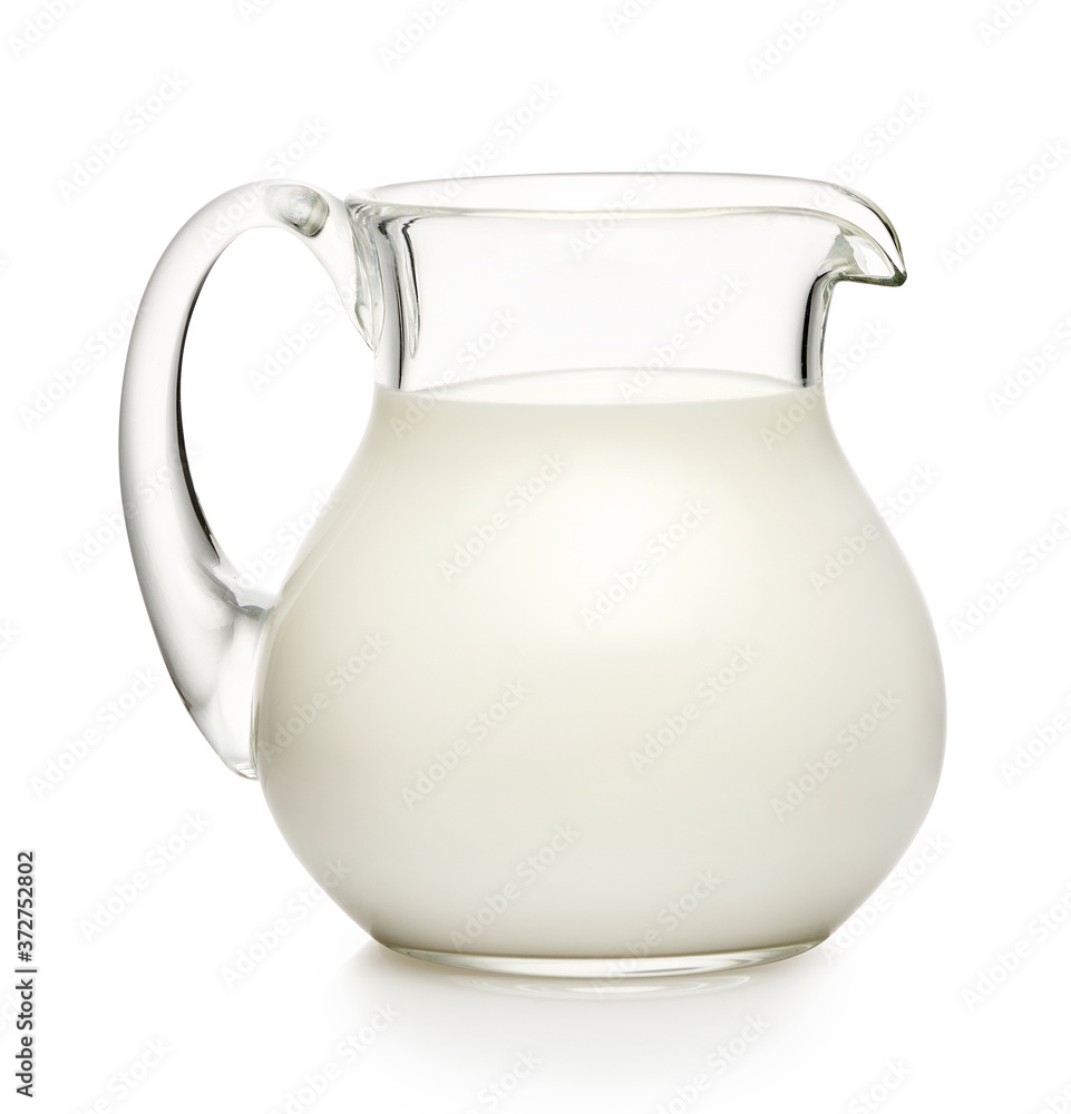 Glass jug of milk isolated on white background Glass jug of milk isolated on white background