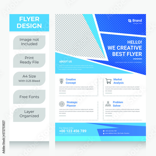 Corporate Business Flyer poster pamphlet brochure cover design layout background, two colors scheme, vector template in A4 size - Vector 
